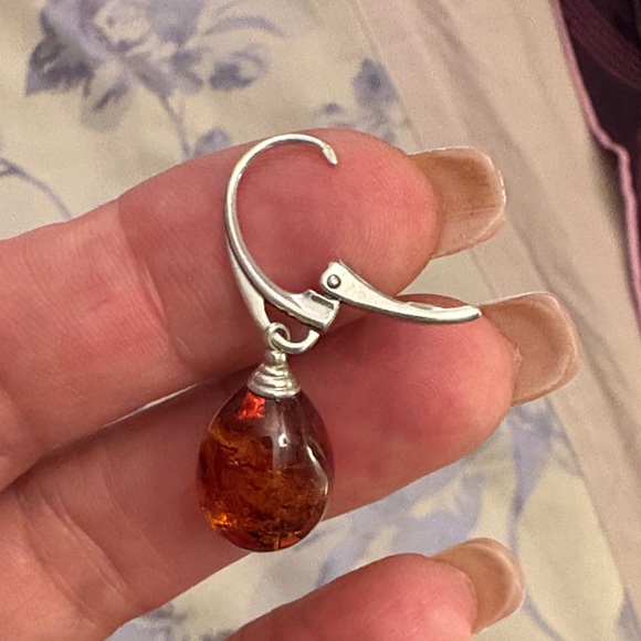 Amber and Silver Necklace and Earring Set - Picture 9 of 13